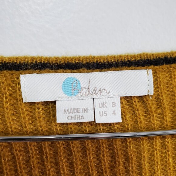 BODEN Kelsey Emma Fair Isle V-Neck Sweater Alpaca Wool Knit Mustard Women's 4 - Picture 9 of 12